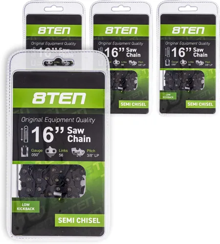 Miniatura 6 de 8TEN Cadena de motosierra para Husqvarna 136 137 141 142 240 Echo 501847052 Echo 91PXL52CQ 16 pulgadas .050 3/8 56DL paquete de 2