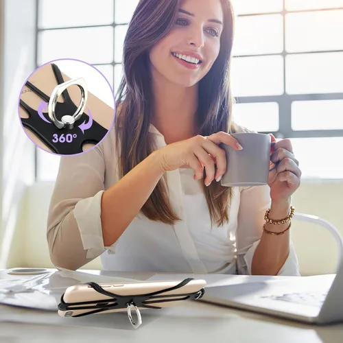 Miniatura 3 de TIESOME Cordón universal para teléfono, correa para el cuello 2 en 1 con soporte para anillo de dedo compatible con la mayoría de teléfonos