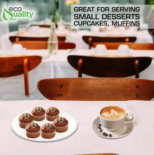 Miniatura 6 de EcoQuality Platos de papel desechables blancos de 6 pulgadas, sin revestimiento, pequeños, platos de papel blanco desechables para todos los días