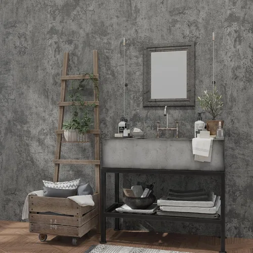 Miniatura 9 de Papel tapiz de hormigón agrietado gris grueso de 12"x79" despegable y adhesivo (Muestra) Impermeable Papel de contacto de cemento gris Vinilo DIY