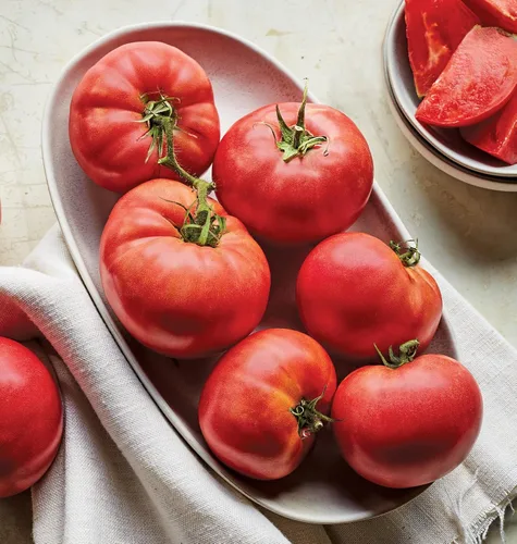 Miniatura 10 de Burpee 'Big Rainbow' Heirloom, Tomate Grande Beefsteak para Rebanar, 100 Semillas Sin OGM