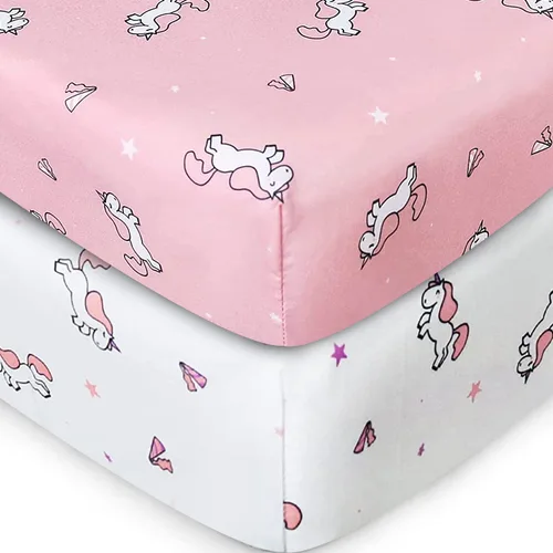 Miniatura 11 de Sábana de cuna, paquete de 2 sábanas de cuna, sábanas de cuna ultra suaves para bebés niños o niñas, ajuste universal para cuna rectangular