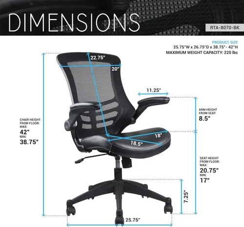 Miniatura 3 de Elegante silla de oficina de malla con respaldo medio con brazos ajustables. Color: negro