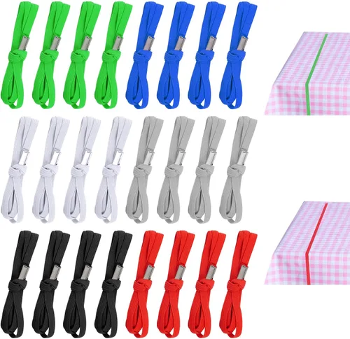 Correas para mantel, 24 piezas elásticas de mesa para mesas de pícnic, bodas, fiestas, redondas, medianas, colores mezclados