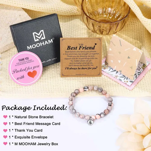 Miniatura 7 de M MOOHAM Natural Stone Initial Bracelets for Girls, Gifts for DaughterGranddaughterDaughter in LawSisterSister in LawFriend - Christmas Birthday
