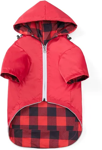 Miniatura 7 de Impermeable para Perros Perros Impermeable Chaqueta de Lluvia Reversible para Perros Razas Pequeñas y Medianas Cremallera Reflectante Bolsillo