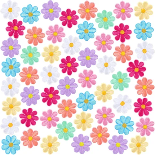 Tigeen 60 parches de flores para planchar con bonitos parches de flores para coser en apliques bordados, parches de costura para bolsos, chaquetas,