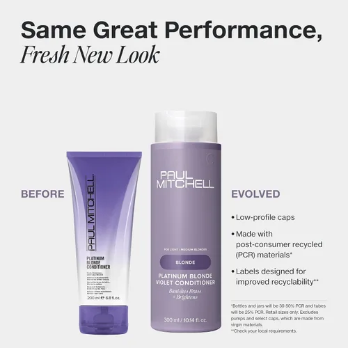 Miniatura 2 de Paul Mitchell Platinum Blonde Violet Conditioner, Banishes Brass + Brightens, Ideal for Light to Medium Blonde, Silver, Gray or White Hair