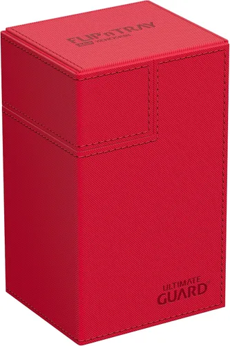 Miniatura 20 de Ultimate Guard Twin Flip'n'Tray 200+, estuche para mazo para 200 tarjetas TCG de doble manga + bandeja de dados, color rojo, cierre magnético