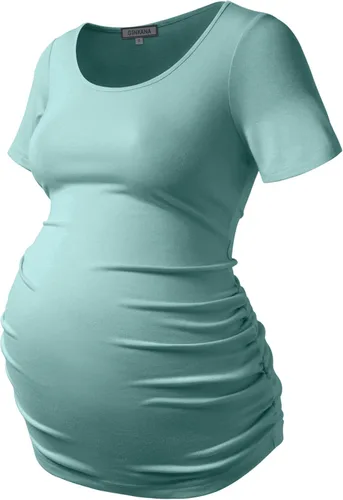 Miniatura 205 de GINKANA Blusas de maternidad de manga corta, diseño floral, fruncido, casual, para mamá, para embarazo
