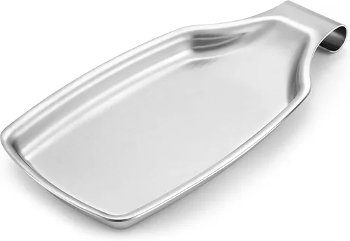 Miniatura 9 de Herogo - Soporte de cuchara de acero inoxidable negro para estufa de cocina, soporte grande para espátula de cocina con parte inferior cuadrada
