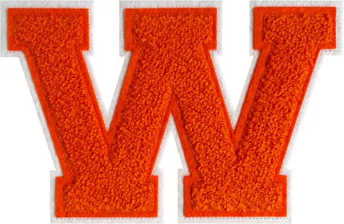 Miniatura 22 de Parche de letras de felpilla naranja de 4.5 pulgadas, alfabeto universitario para planchar y coser para chaquetas, sudaderas, camisetas, jeans