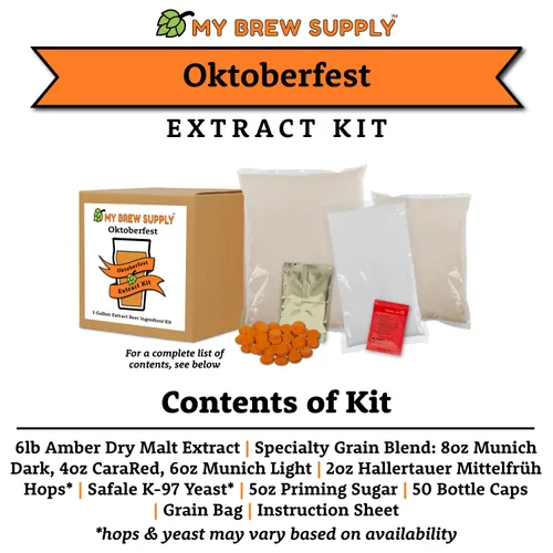 Miniatura 3 de My Brew Supply Oktoberfest - Kit de extracto de cerveza Extracto de malta seca ámbar Munich Light, Munich Dark y CaraRed Grain Hallertau Hops