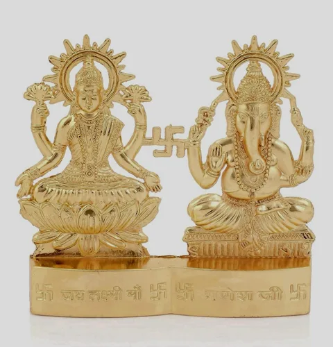 IS4A Laxmi Ganesha - Estatua energizada – Lakshmi Ganesh Murti para Mandir Home, regalo de Diwali ídolo Murti para Pooja hindú, hogar Mandir indio