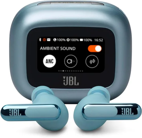 JBL Live Beam 3 - Auriculares inalámbricos con cancelación de ruido, reproducción total de 48 horas, carga inalámbrica, 6 micrófonos para llamadas