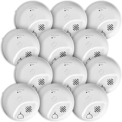 First Alert SMICO100 - Alarma combinada de humo y monóxido de carbono, funciona con pilas, paquete de 12