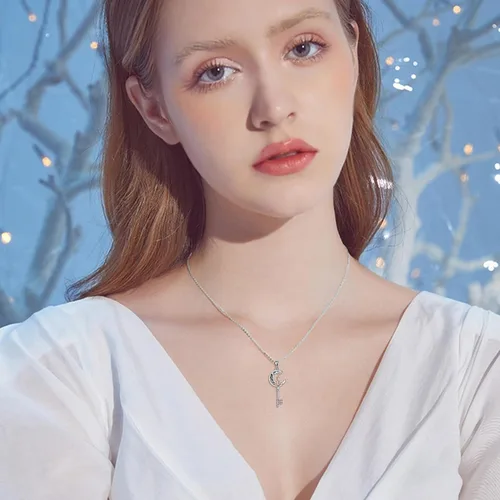 Miniatura 2 de Collar de plata de ley con colgante de zorroserpienteunicorniobúho en la lunaconejocaballo, joyería de regalo para mujeres, mamá, hermana
