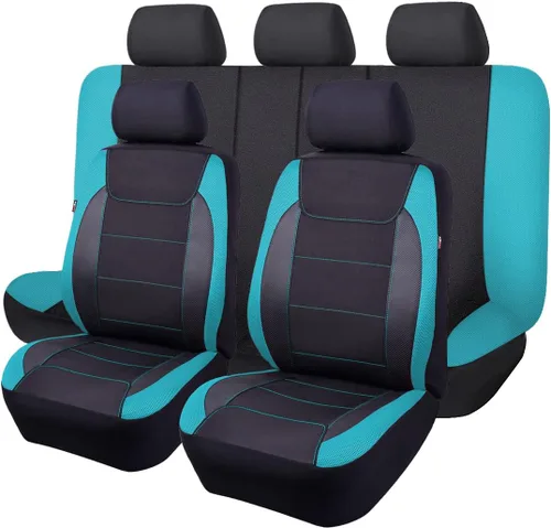Miniatura 17 de Flying Banner Fundas de asiento de automóvil de fibra de carbono de calidad, tela de malla de aire, deportiva, respaldo bajo, respaldo alto