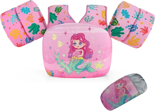 Miniatura 17 de DOOHALO Flotadores de natación para niños de 28 a 70 libras, chaleco flotante de hombro para niños de 2 a 8 años de edad, para niños y niñas, bebés