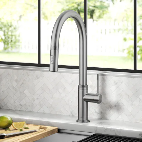 Miniatura 2 de KRAUS Oletto - Grifo de cocina moderno industrial con una sola manija extraíble de acero inoxidable libre de manchas, KPF-2654SFS Acero inoxidable