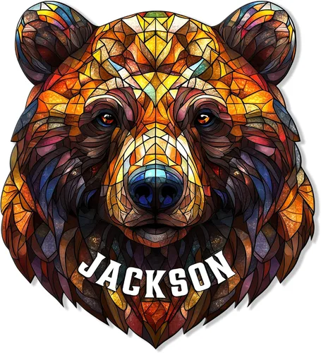 Miniatura 9 de Letrero personalizado de metal con diseño de oso, cartel colgante de oso para porche al aire libre, valla de pared con nombre personalizado, patio
