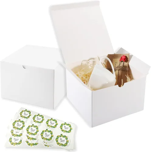 Frantis Paquete de 20 cajas de regalo blancas con tapas, cajas de regalo pequeñas de 5 x 5 x 3 pulgadas para velas, tazas, golosinas, bodas y
