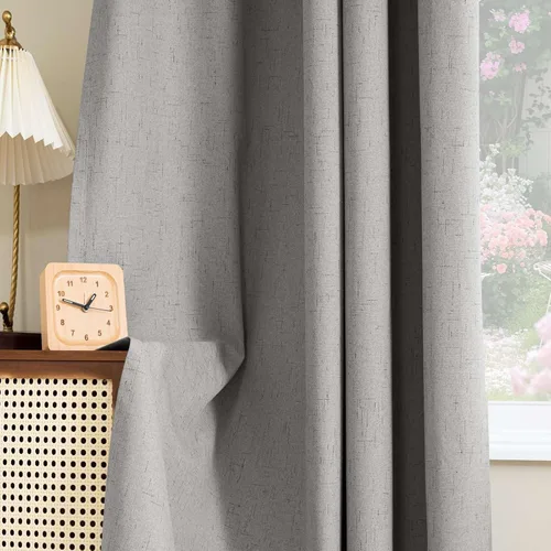 Miniatura 49 de H.VERSAILTEX - Cortina opaca 100 % de lino de 108 pulgadas de largo para dormitorio, con aislamiento térmico, lino texturizado, ahorro de energía