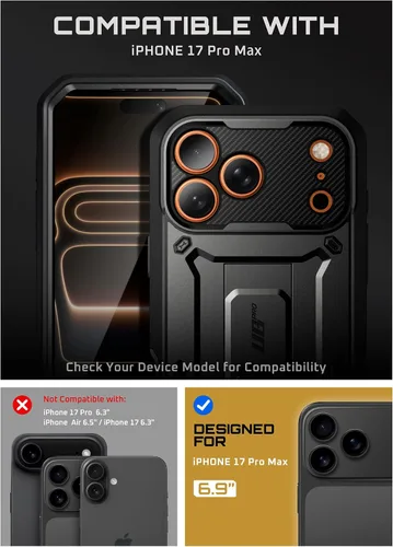 Miniatura 2 de SUPCASE Funda para iPhone 17 Pro Max con botón de control de cámara (Unicorn Beetle Pro), [soporte integrado y protector de pantalla]