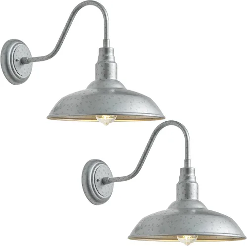Miniatura 10 de Luz de granero de cuello de cisne de 10 pulgadas para exteriores, luces verdes para porche con interior blanco, cúpula pequeña, para patio, cuello