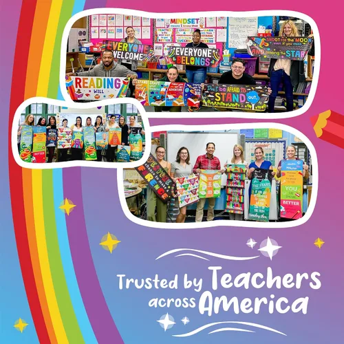 Miniatura 4 de Sproutbrite 2 pósteres educativos de matemáticas para el aula (13.5 x 39 pulgadas), tabla de multiplicación grande y pancartas de división, póster