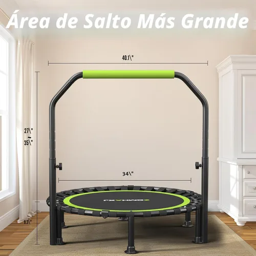 Miniatura 9 de ZCMHAXJ Foldable Mini Trampoline, 40"/48" Rebounder Trampoline for Adults & Kids, 450lbs Capacity with U-Shaped Adjustable Bar, Indoor Fitness