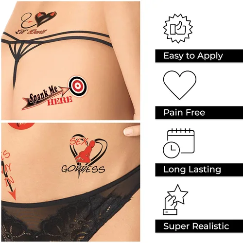 Miniatura 3 de Más de 44 tatuajes temporales sexys y traviesos para mujeres - Diversión para adultos para la parte inferior de la espalda, piernas, brazos