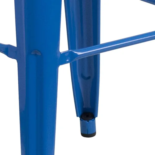 Miniatura 7 de Flash Furniture - Taburete de bar de grado comercial de 30 pulgadas de alto, sin respaldo, de metal azul para interior/exterior con asiento cuadrado