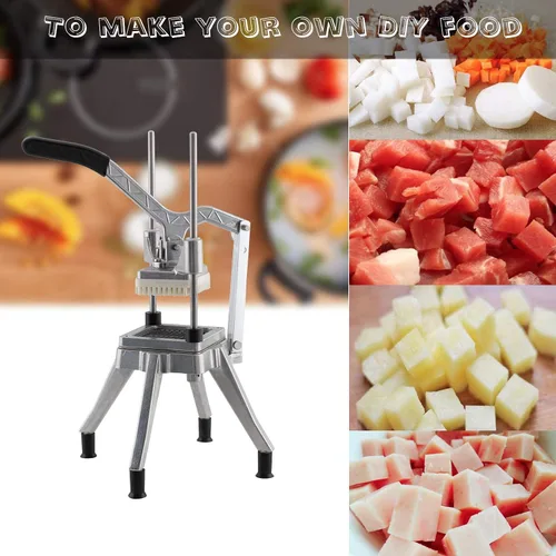 Miniatura 8 de Cortadora rápida de verduras en corte, 1/2 "+1/4 "+3/8 "hoja, S-Steel French Fry Maker Cebolla Pimienta Patata Champiñones Picador
