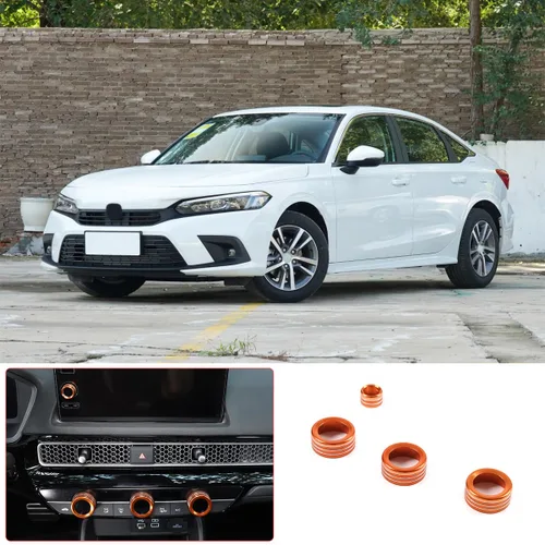 Miniatura 2 de Cubiertas de perilla de volumen de aire acondicionado de consola central para Honda Civic 2022/Honda CRV 2023, 4 piezas de aleación de aluminio A/C