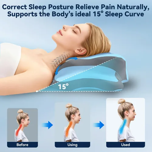 Miniatura 4 de Dreams - Almohada de alivio para la apnea del sueño con alivio del cuello y ronquidos, almohada ortopédica y ergonómica de espuma viscoelástica