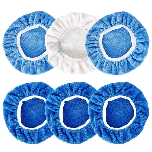 Miniatura 8 de Juego de 6 almohadillas pulidoras de automóvil de 5 a 6 pulgadas de microfibra para pulir el capó del automóvil, kit de pulidor de cera