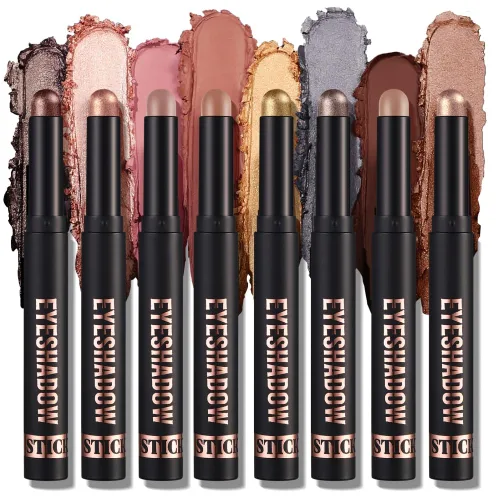 Miniatura 12 de Juego de sombra de ojos en barra de 8 colores, lápiz de sombra de ojos en crema mate brillante, lápiz iluminador de ojos, impermeable, de larga 11#