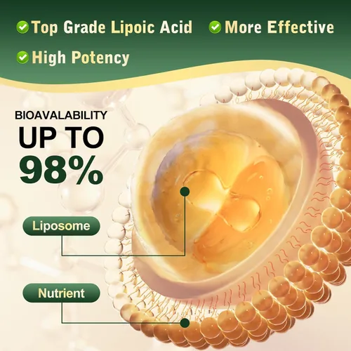 Miniatura 6 de 2 gotas líquidas R de ácido alfa lipoico de 600 mg – Suplemento ALA salvador de nervios para neuropatía para nervios, energía y apoyo al metabolismo