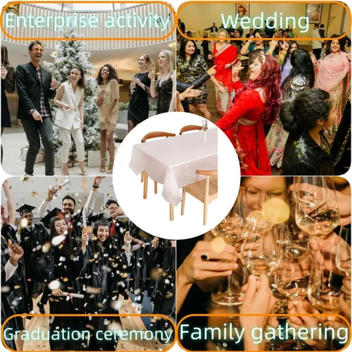 Miniatura 3 de Manteles desechables para fiestas: mantel de plástico impermeable de 54 x 108 pulgadas, se utiliza para decoración en bodas, fiestas de cumpleaños