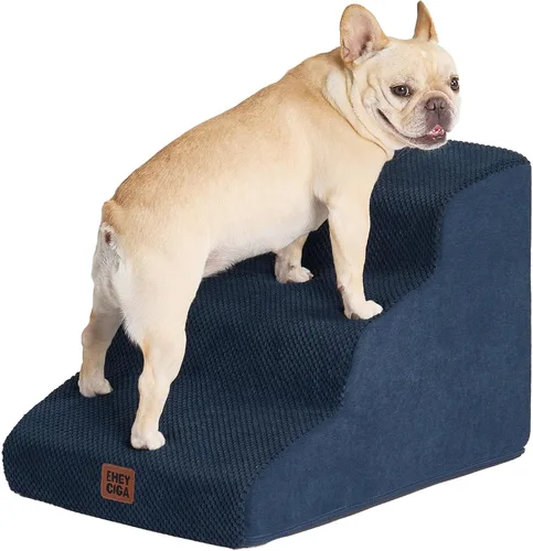 Miniatura 11 de EHEYCIGA Rampa de escaleras curvadas para perros pequeños de 15.7 pulgadas de alto, escalones para perros de 3 escalones para sofá y silla