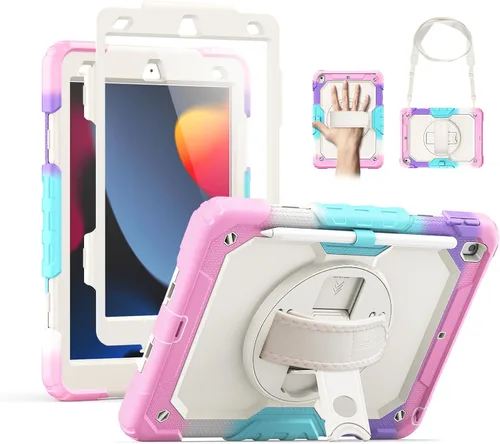 Miniatura 14 de SEYMAC Funda para iPad de 9ª/8ª/7ª Generación Estuche 10.2" 2021-2019, Funda Protectora de Cuerpo Completo Resistente a Prueba de Golpes de Servicio