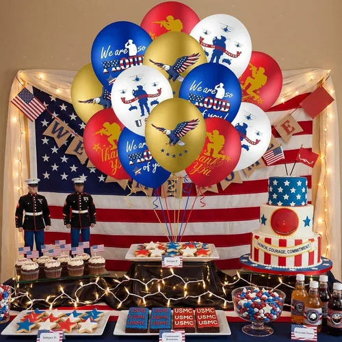 Miniatura 4 de Skylety 24 globos de fiesta de los marines de Estados Unidos Día de los Veteranos, Día conmemorativo de la Independencia, despliegue de regreso
