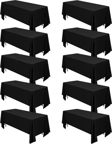 Miniatura 225 de Paquete de 10 manteles de poliéster de 60 x 102 pulgadas, manteles de poliéster beige para mesas rectangulares de 6 pies, resistentes a las manchas