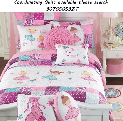 Miniatura 4 de Cozy Line Home Fashions Dancing Girl - Almohada decorativa con estampado bordado rosa y blanco (1 niña, almohada decorativa - 1 unidad)