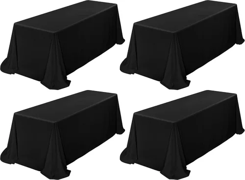 Miniatura 127 de Showgeous Paquete de 4 manteles rectangulares de poliéster de 60 x 102 pulgadas, resistentes a las arrugas, lavables, para bodas, mesas de comedor