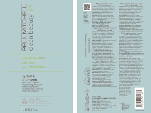 Miniatura 6 de Paul Mitchell Clean Beauty Hydrate Shampoo, Replenishes Hair, Adds Moisture, For Dry Hair