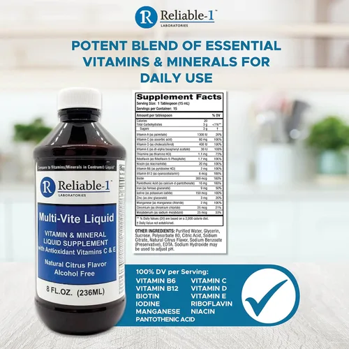 Miniatura 7 de Reliable-1 Laboratories Multi-Vite Multivitamínico líquido para adultos Vitaminas líquidas Suplemento antioxidante para inmunidad, metabolismo