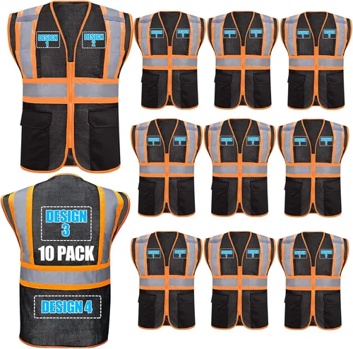 Miniatura 19 de Chalecos de seguridad con logotipo personalizado (S, M, L, XL, 2XL, 3XL, 4XL) Chalecos de seguridad reflectantes de alta visibilidad Clase 2
