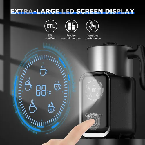 Miniatura 3 de Espumador de leche y vaporizador 5 en 1, espumador de leche dividido de 21 onzas, espumador de leche eléctrico automático extraíble, apto